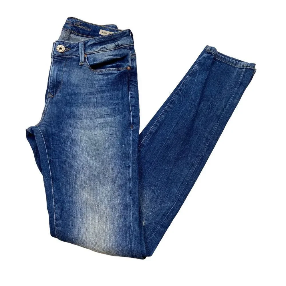 Ladies Mavi Alexa Mid-Rise Skinny‎ Jeans Slightly Distressed Size 27